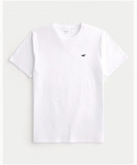 Hollister24秋新款美式情侣小海鸥黑色圆领短袖T恤男女 白色 S