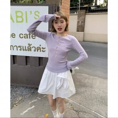 多巴胺镂空设计感羊毛打底衫 紫色 s