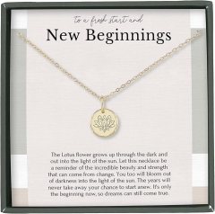 HOPE LOVE SHINE New Beginnings 女士莲花项链 - 送给她的礼物 - 离