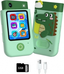 儿童智能手机，带音乐播放器双摄像头，拼图游戏故事梦想机，学习玩具，圣诞节生日礼物适合 3-10 岁男